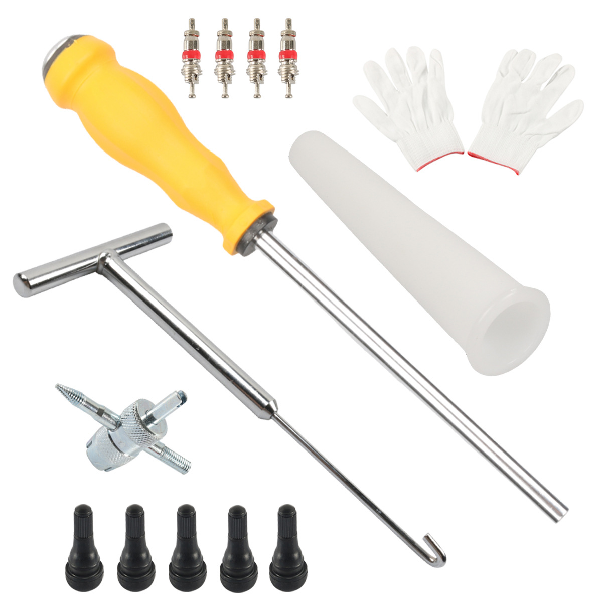 Common Tools In Workshop - バルブコアプーラー＆インストーラーツールキット 15ピース 一般的なタイヤバルブタイプに対応 ワークショップまたは現場での使用に最適