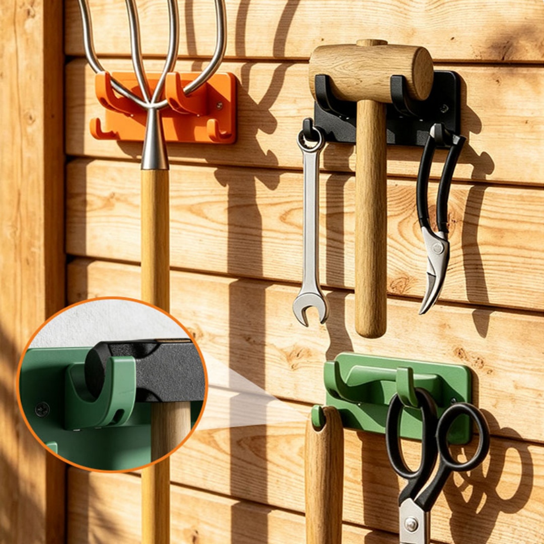 Workshop Tools Hanger - 防錆PP製壁掛け多機能ツールハンガー収納ラック（シャベル、熊手、ハサミ用）ガレージ、作業場、物置の整理用