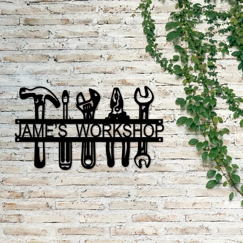 カスタマイズされた名前の工業風アイアンウォールアートツールデ - Workshop Tools With Name のレビューと価格
