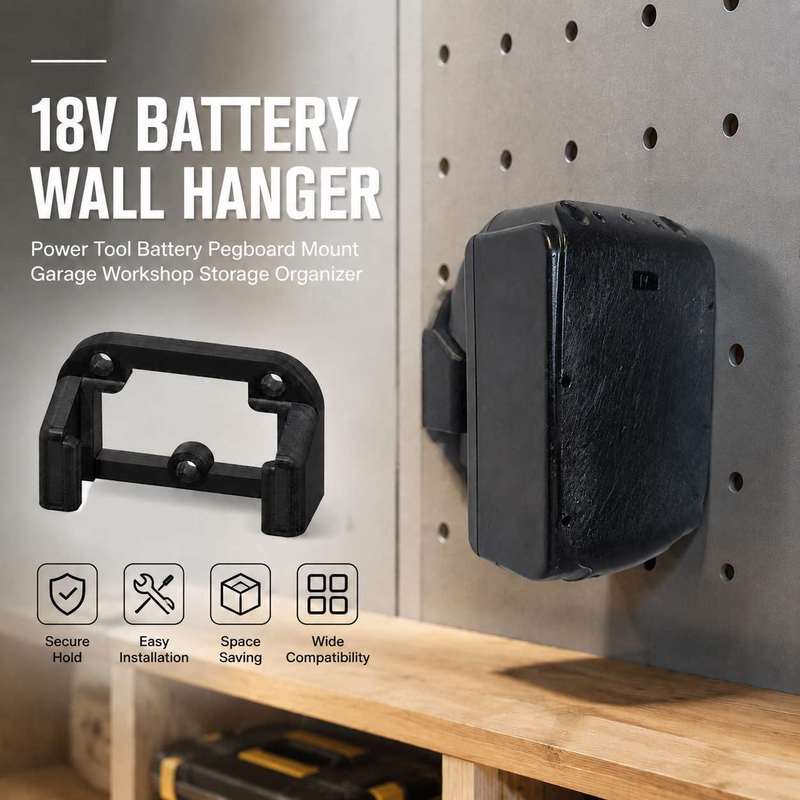 18Vバッテリー壁掛けハンガー、電動工具バッテリー用ペグボー - Workshop Tools Hanger のレビューと価格
