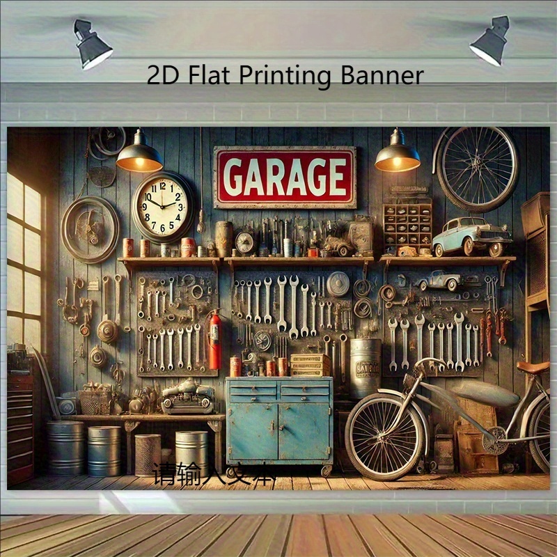 工業用ガレージ背景幕バナー壁紙プリントポリエステル装飾ワーク - Workshop Tools Wallpaper のレビューと価格