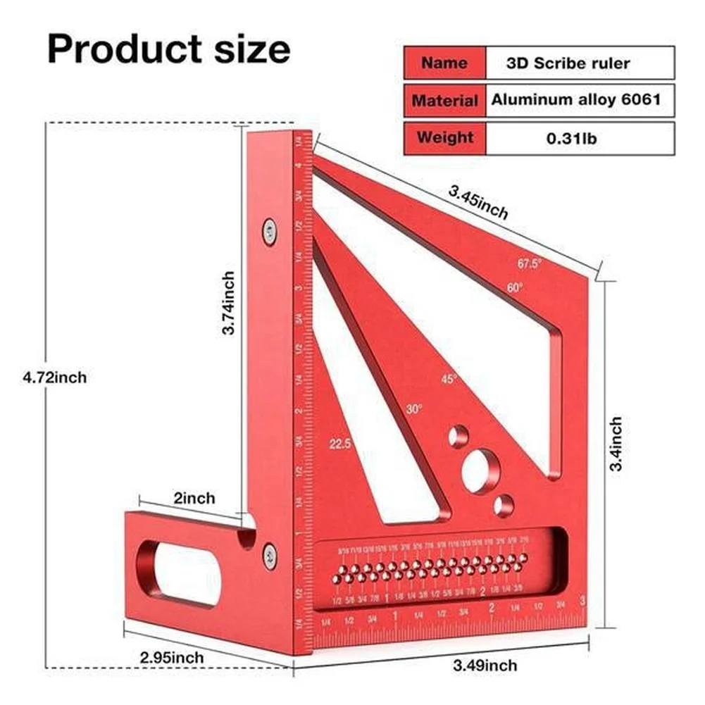 赤色3D多角度測定定規、ワークショップレイアウトマーキング用 - Workshop Layout Tools のレビューと価格